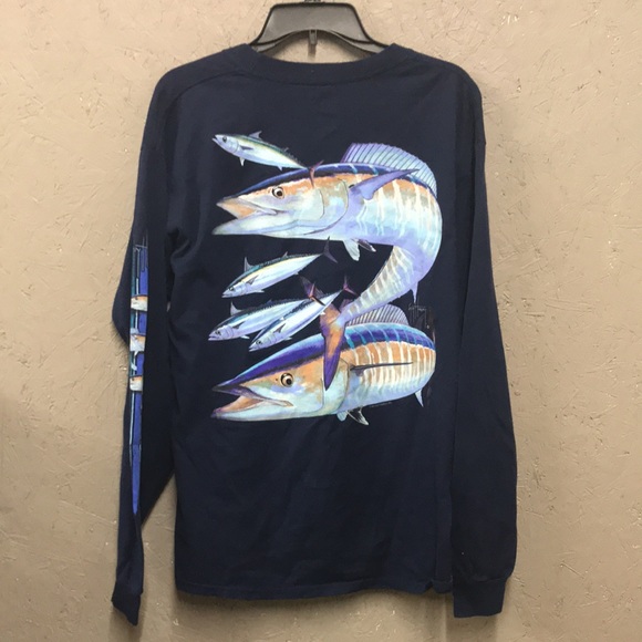 Guy Harvey Bluewater Wahoo Long Sleeve Tee GUC L - Picture 3 of 3